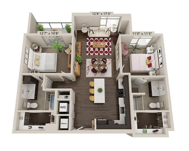 Two Bedroom B2H 628 floor plan