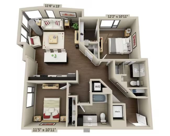 Two Bedroom B2J 716 floor plan