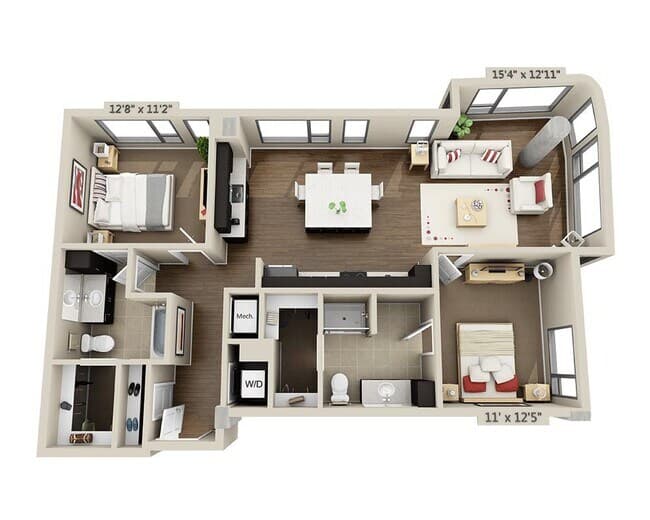 Two Bedroom B2L 662 floor plan