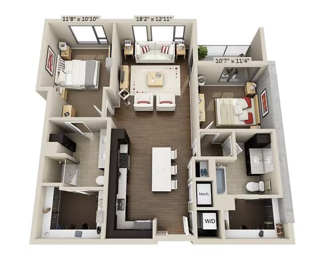Two Bedroom B2M 315 floor plan