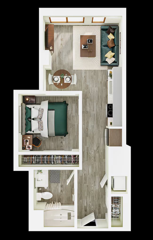 1BR/1BA - A4 Private floor plan