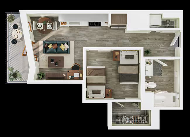 1BR/1BA - Double - A2 Double Occupancy floor plan