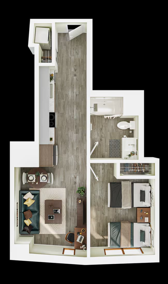 1BR/1BA - Double - A5 Double Occupancy floor plan