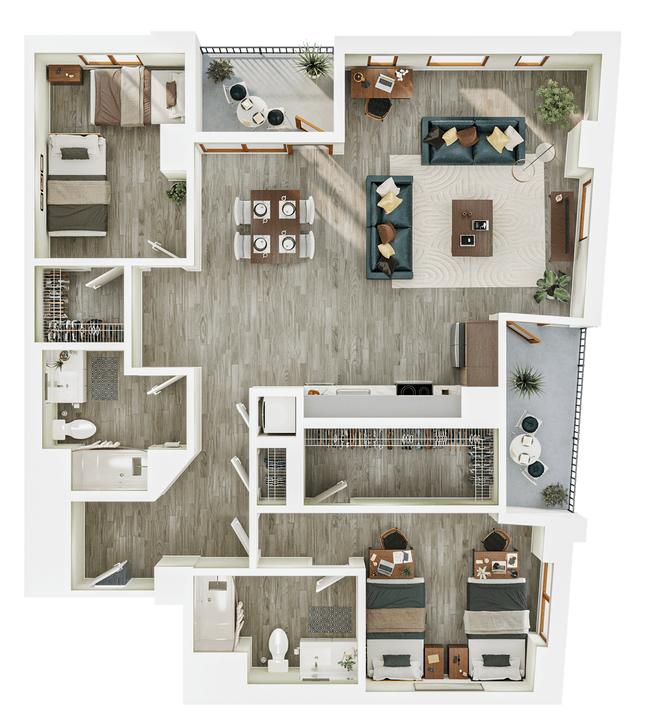 2BR/2B - Deluxe - B11 Private floor plan