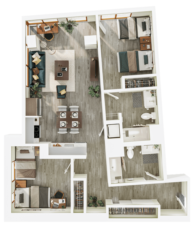 2BR/2B - Deluxe - B9 Private floor plan
