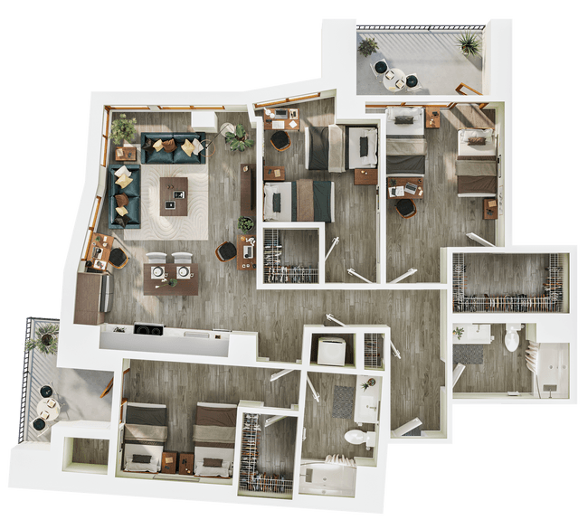 3BR/2BA - Double - C2 Double Occupancy floor plan