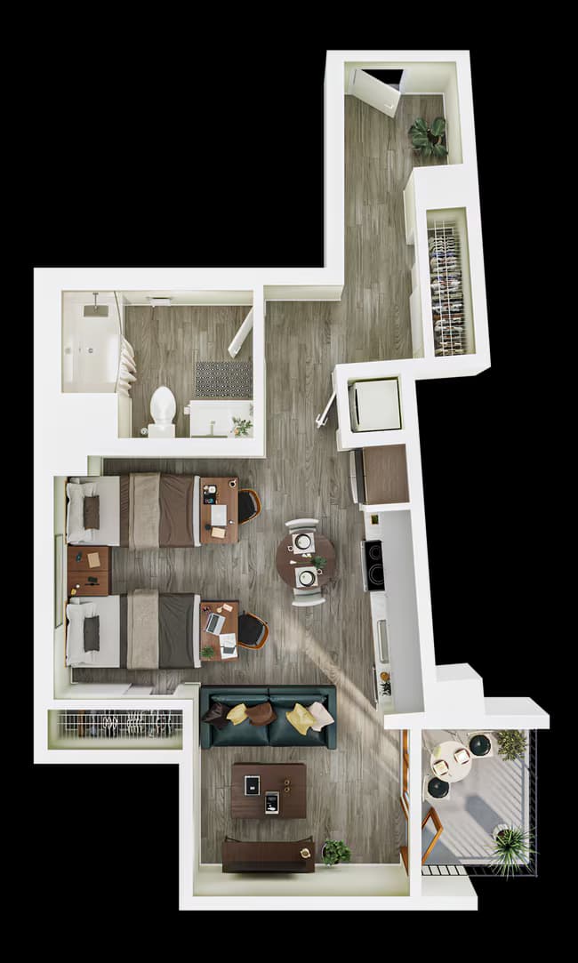 Studio - Double - S4 Private floor plan
