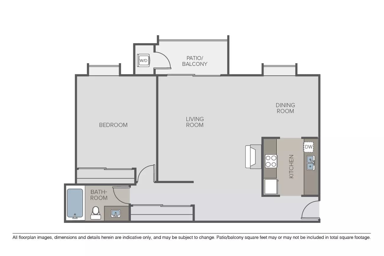 1 Bed 1 Bath (A) 180 floor plan