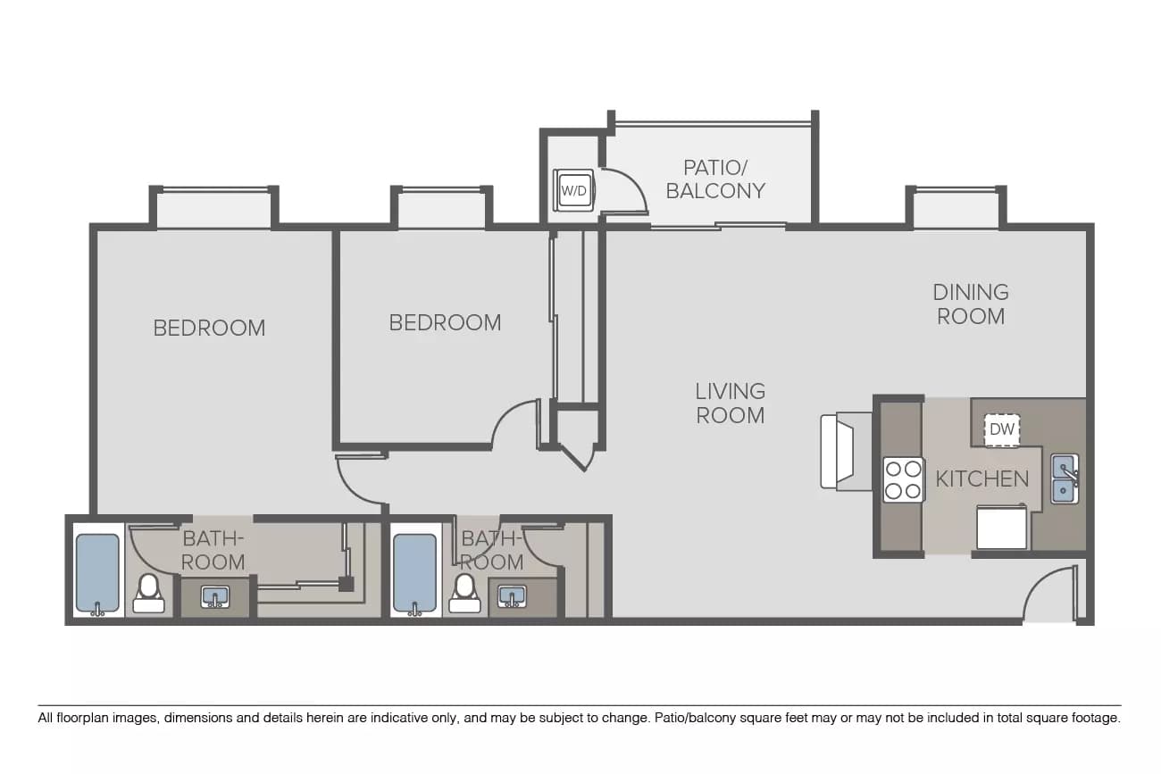 2 Bed 2 Bath (EL) 329 floor plan