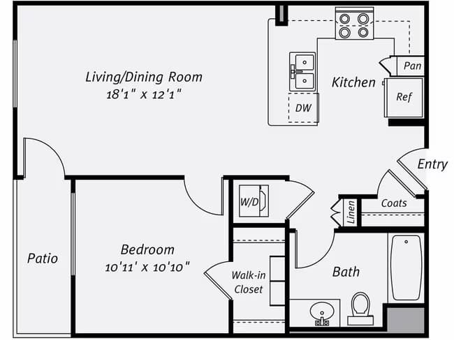 1 Bed • 1 Bath 24-446 floor plan
