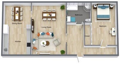 1 Bedroom 1 Bath B floor plan