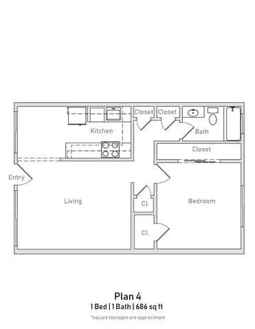 1 Bed • 1 Bath 25 floor plan