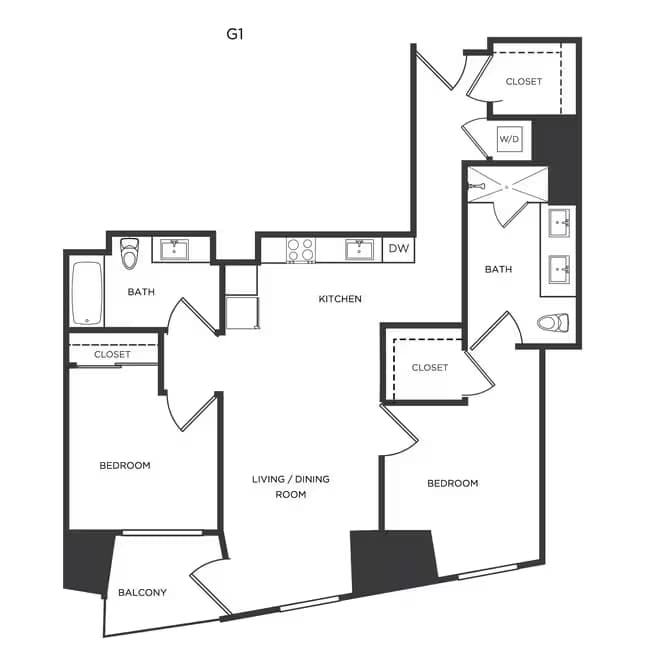 2 Bed/2 Bath-G 1705 floor plan
