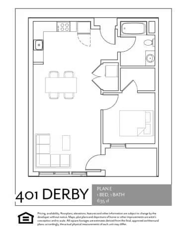 1BR/1BA E 308 floor plan