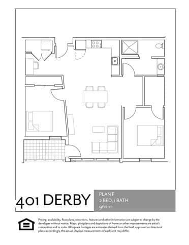 2 Beds • 1 Bath 317 floor plan