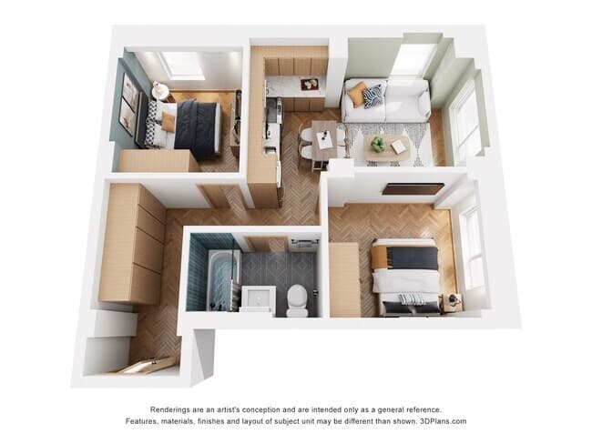 2 Beds • 1 Bath 0503 floor plan