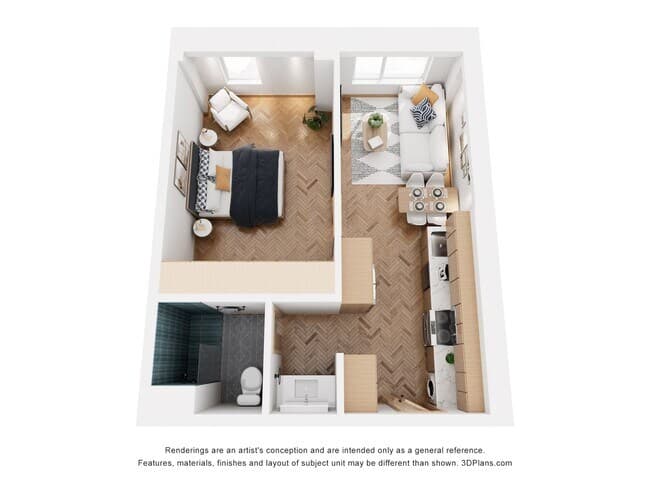 1 Bed • 1 Bath 0307 floor plan