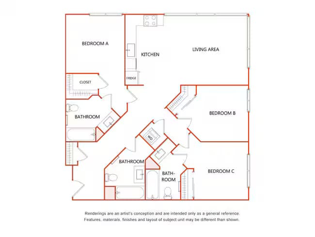 3 Beds • 2 Bath 501 floor plan