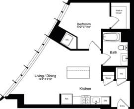 1 Bedroom L 1-501 floor plan
