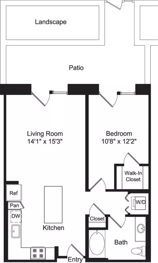 One Bed A1 4-4233 floor plan