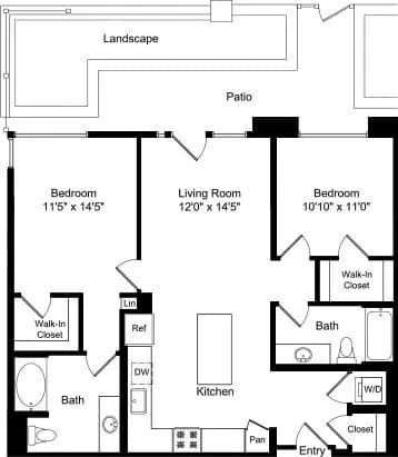 Two Bed B5 3-3241 floor plan