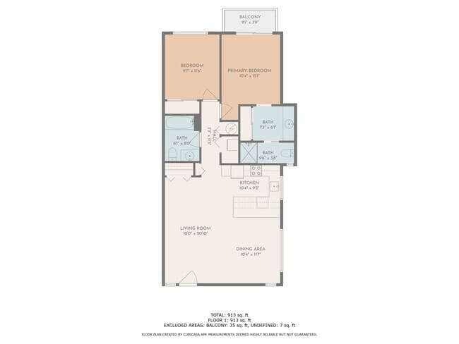 2x2 South floor plan