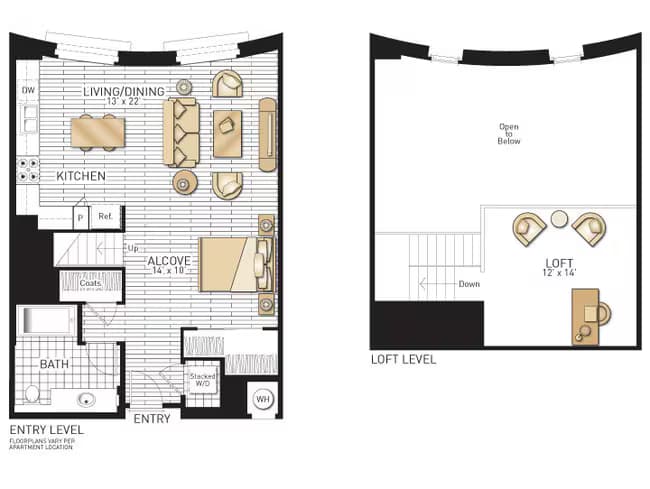 Tesoro - Studios with Loft 1486 floor plan