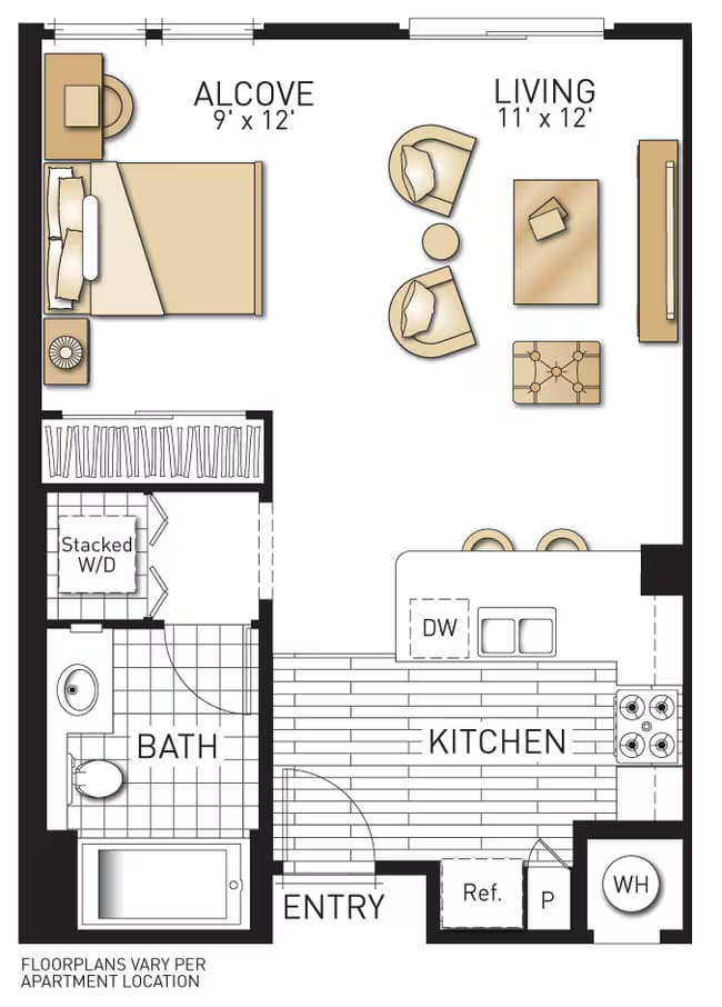 Tesoro - Studios 1289 floor plan