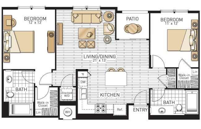 Toscana - Two Bedrooms 1124 floor plan