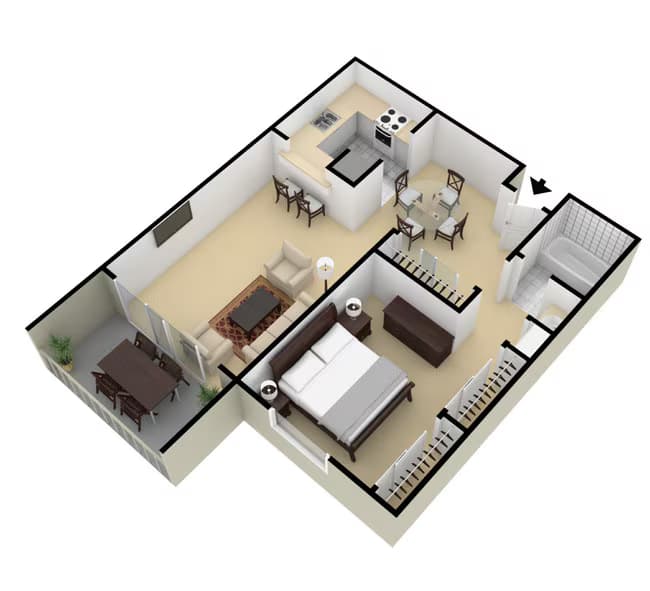 1 Bedroom floor plan