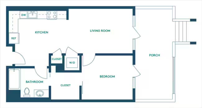 1Bed/1Bath C - Signature 147 floor plan