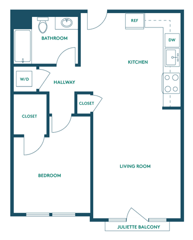 1Bed/1Bath F - Signature 415 floor plan