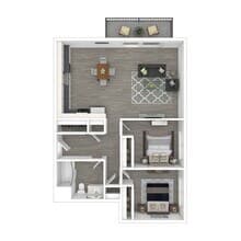 2 Bedroom 1 Bath floor plan
