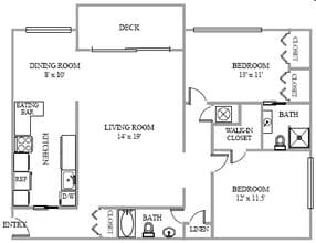 2 Beds • 2 Bath 314 floor plan
