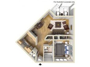 1 Bedroom 1 Bathroom D 077 floor plan