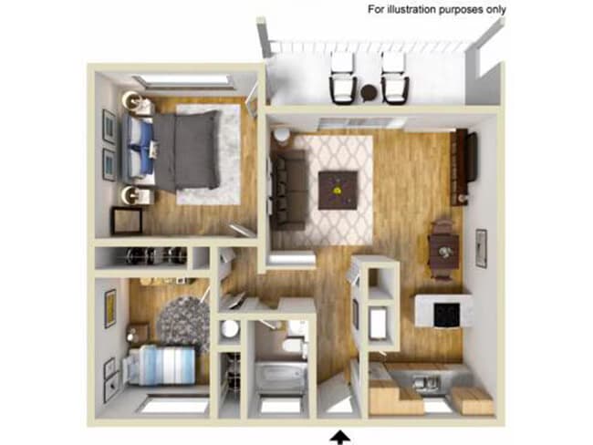 2 Bedroom 1 Bathroom A 255 floor plan
