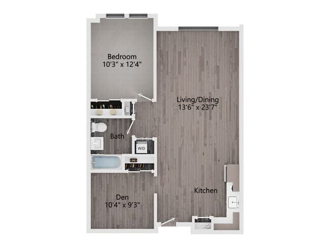1 Bedroom, 1 Bath w Den 303 floor plan