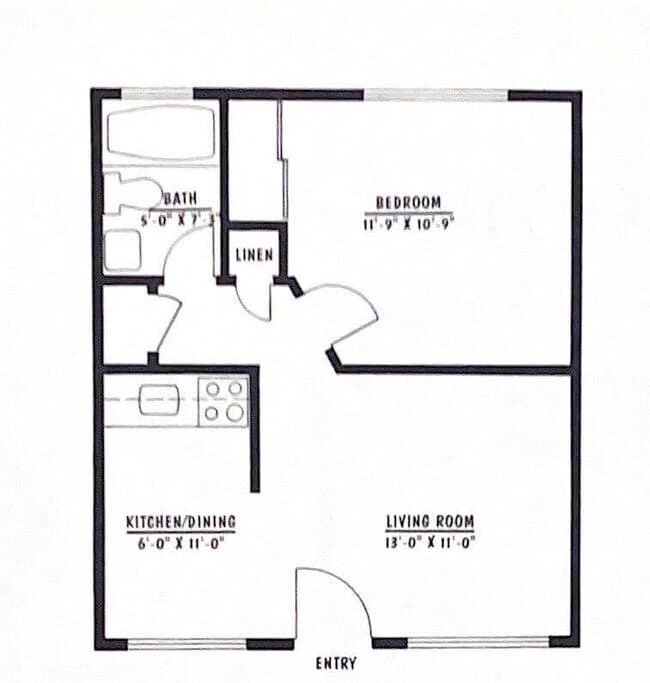 1 Bed 1 Bath 38 floor plan