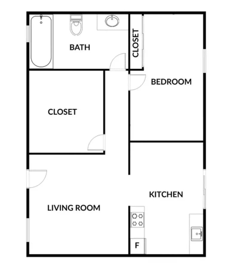 1x1 floor plan