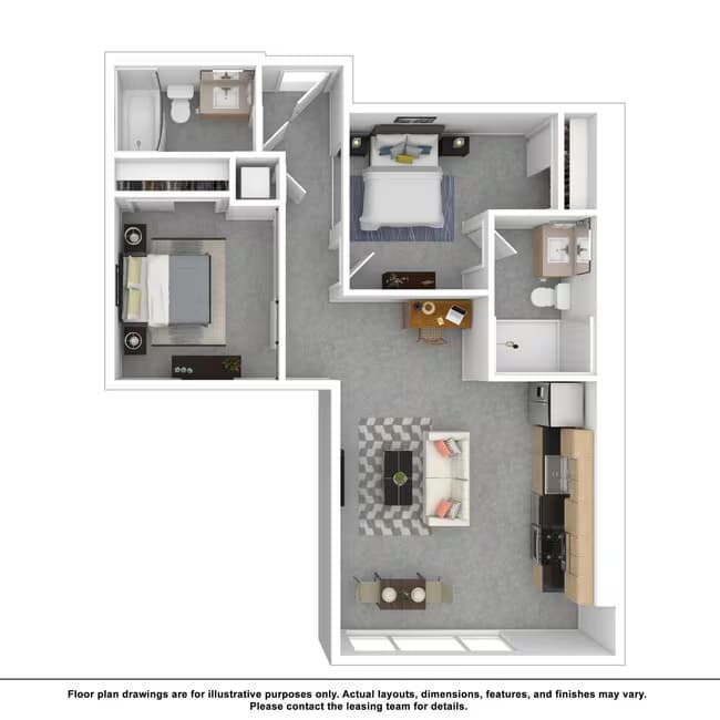 2 Beds • 2 Bath W402 floor plan