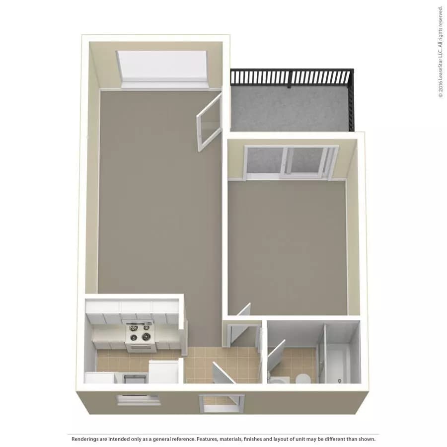 1 Bed 1Bath 032S floor plan
