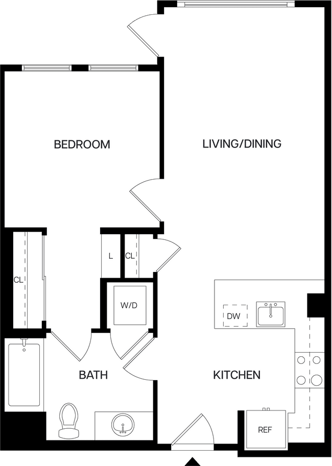 1 Bed/1 Bath-A7 640 floor plan