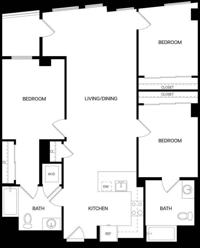 3 Bed/2 Bath-C1 209 floor plan