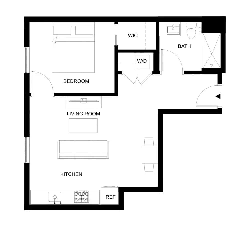 1 Bed • 1 Bath 235 floor plan