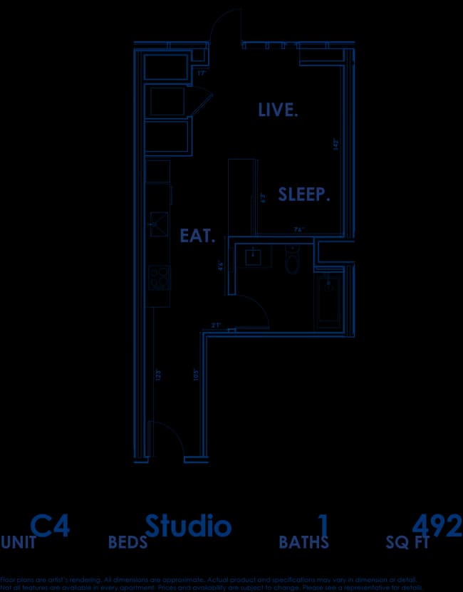 Studio • 1 Bath 2107 floor plan