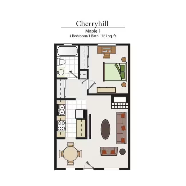 One Bedroom Plan A 07-15A floor plan