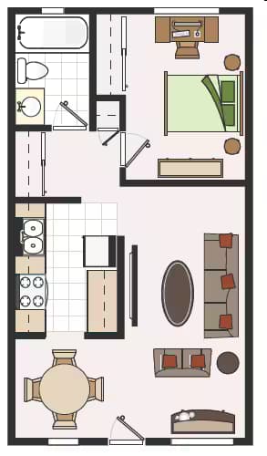 One Bedroom Plan B 05-05B floor plan