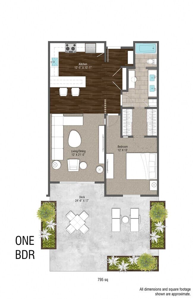 One Bedroom Floor Plan H with Super Deck K-112 floor plan
