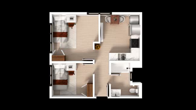 Shared Room in 2 Bed x 1 Bath Private-Standard floor plan