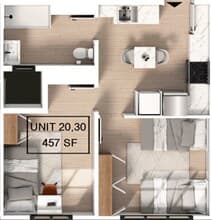 2 Bedroom | 1 Bath C Private-Deluxe floor plan